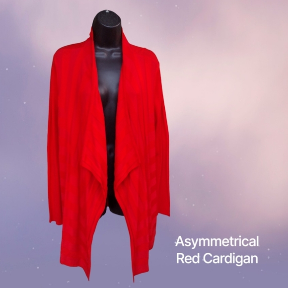 Nwt Red Asymmetrical Cardigan Sz Large - Picture 2 of 5